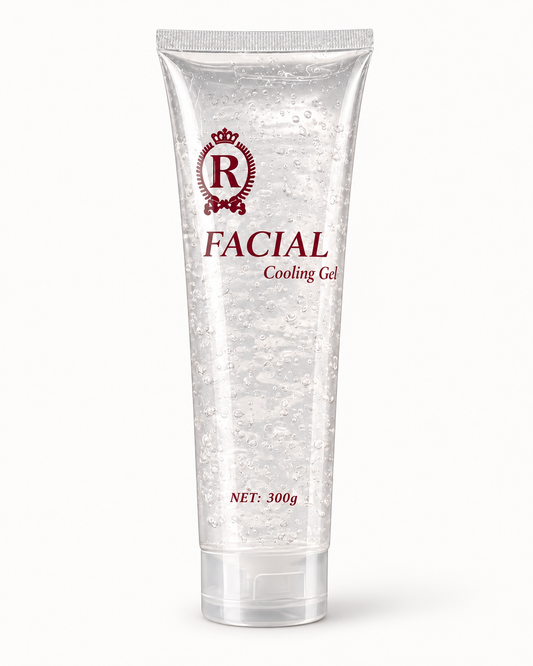 Tube transparent de gel 300 g sur fond ivoire clair, ombre douce, packaging de référence conservé
